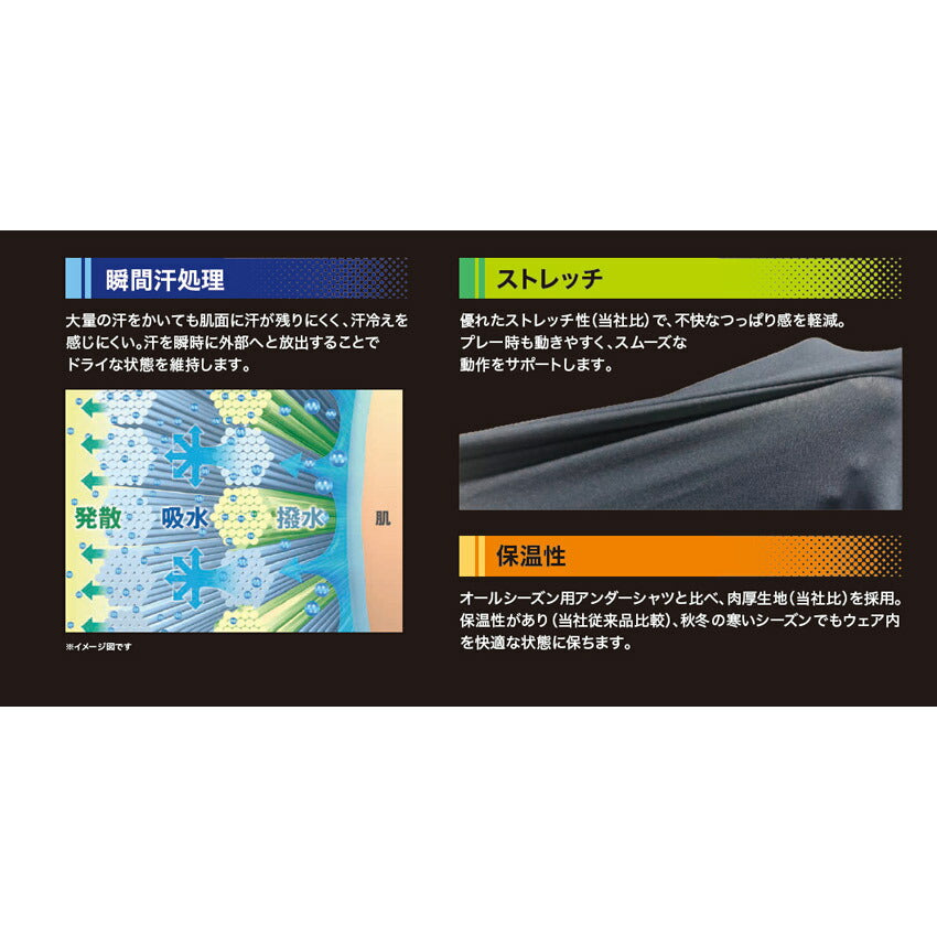 コンプレッションアンダーシャツ ローネック 長袖 12JAAC81 アンダーシャツ 3カラー