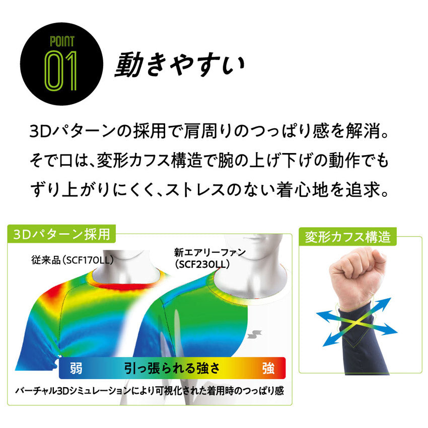 ローネック半袖アンダーシャツ SCF230LH アンダーシャツ 8カラー
