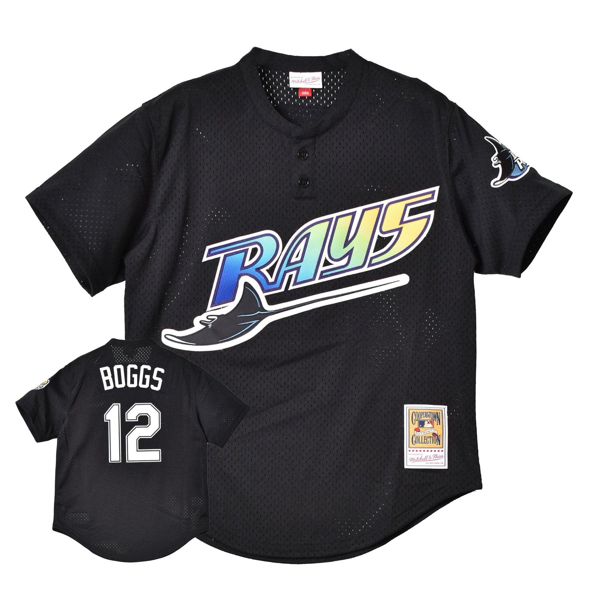 MLB AUTHENTIC WADE BOGGS TAMPA BAY RAYS 1998 JERSEY ABPJ3032-TBR98WBOBLCK ユニフォーム ブラック 黒 ホワイト 白 1カラー